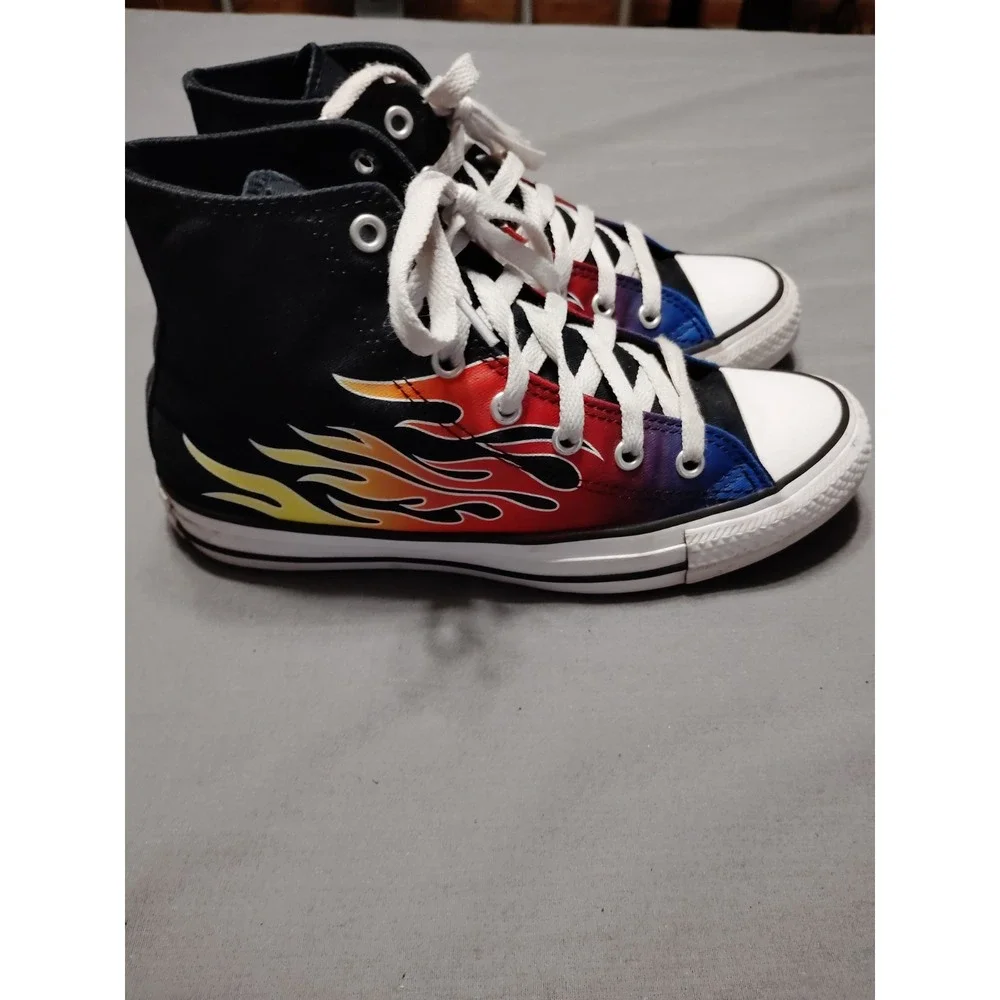Converse Chuck Taylor Kids 4.5 Flame High‎ Top Preppy Skater Artsy Boho Sneakers